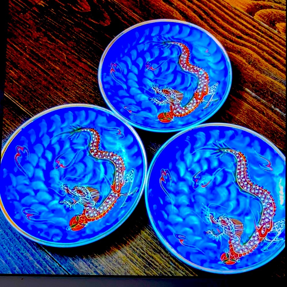 Set of 3 Hand Painted Plates Made in Japan
